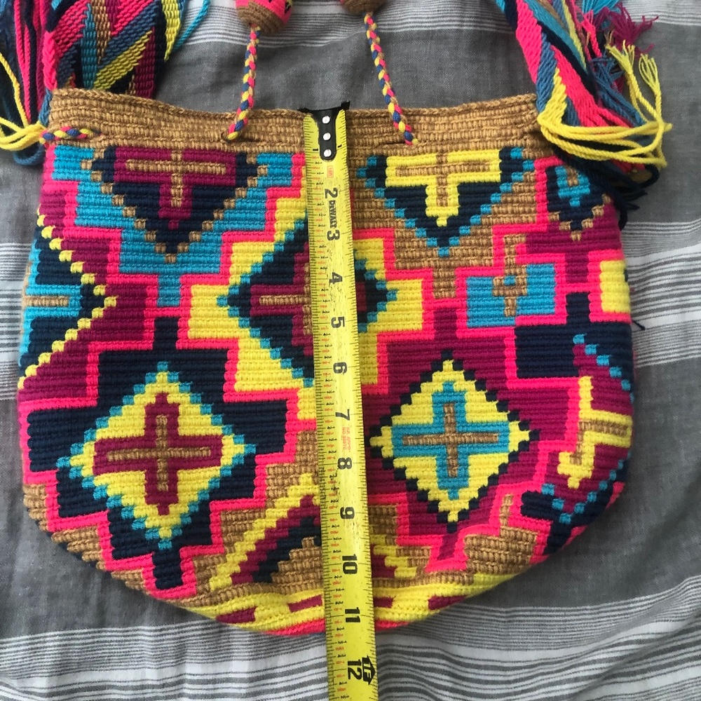 Authentic Wayuu Matizado bag / Multicolored crosses / size L / Handmade bag - Picture 6 of 7